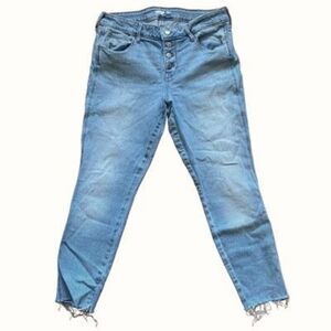 Old Navy Size 12 Rockstar Super Skinny Ankle Light Blue Wash Jeans Button Up